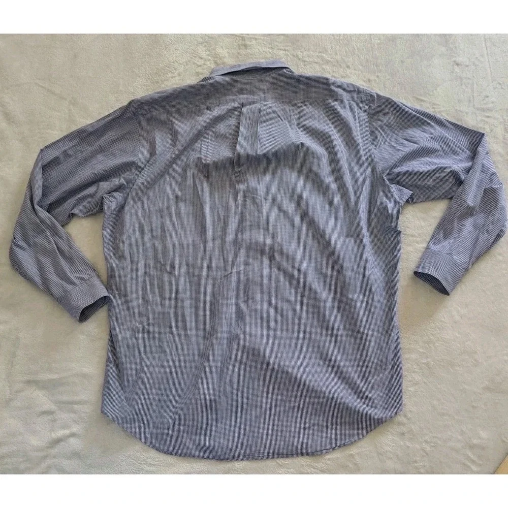 Ralph Lauren Yarmouth Shirt Navy Blue Gingham Check Button‎ Down Mens 16.5 34/35